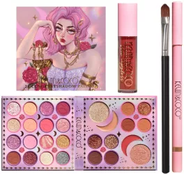 Set Produse de Machiaj Kevin & Coco 28 Culori Fard de Ochi Ruj Pensula si Creion 