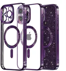Husa pentru iPhone 15 Pro Max - Techsuit Luxury Glitter MagSafe - Deep Purple 
