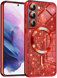 Husa pentru Samsung Galaxy S21 5G - Techsuit Luxury Glitter MagSafe - Red 