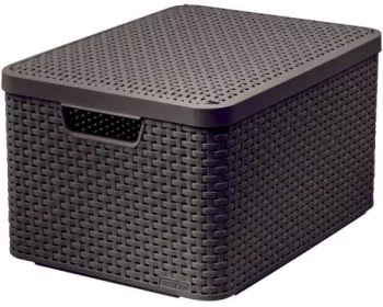 Cos rufe 2 manere capac plastic maro 45x33x25 cm Curver 