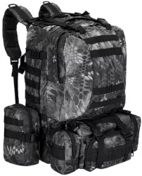 Ghiozdan/rucsac turistic Springos model Survival 4 in 1 impermeabil 50 L camuflaj gri 50x40x50 cm