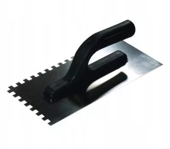 Gletiera inox Painter zimti 6x6 mm 13x27 cm maner plastic negru 