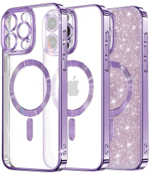 Husa pentru iPhone 15 Pro - Techsuit Luxury Glitter MagSafe - Light Purple 