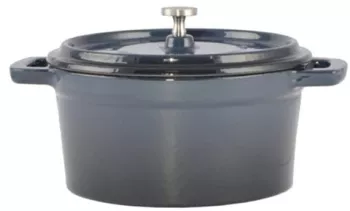 Oala de fonta emailata cu capac maner din inox albastra 0.6 L Perfect Home 