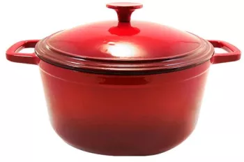 Oala de fonta emailata cu capac rosie 5.2 L Perfect Home  