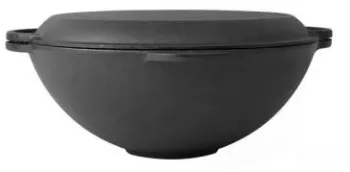Oala de fonta tip wok cu capac 3 in 1 32x14 cm Perfect Home  