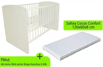 Patut Klups Karolina II Alb + Saltea 8 MyKids Confort II