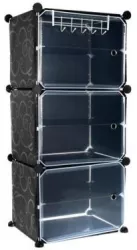Raft/dulapior depozitat incaltaminte modular 6 polite plastic negru 44.5x30x93 cm