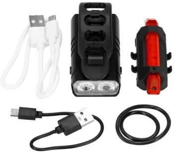 Set stop si far pentru bicicleta Springos LED 6/4 moduri iluminare aluminiu si plastic incarcare USB 6.5x3.5x2.5 cm 
