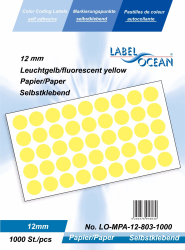 Etichete Autoadezive Buline Colorate Diametru 12 mm Hartie 1000 Bucati Galben Fluorescent 1000 