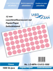 Etichete Autoadezive Buline Colorate Diametru 12 mm Hartie 1000 Bucati Rosu Fluorescent 1000 