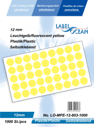 Etichete Autoadezive Buline Colorate Diametru 12 mm Plastic 1000 Bucati Galben Fluorescent 1000 