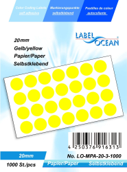 Etichete Autoadezive Buline Colorate Diametru 20 mm Hartie 1000 Bucati Galben 1000 