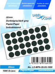 Etichete Autoadezive Buline Colorate Diametru 20 mm Hartie 1000 Bucati Gri Inchis 1000 