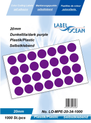 Etichete Autoadezive Buline Colorate Diametru 20 mm Plastic 1000 Bucati Violet Inchis 1000 