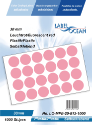 Etichete Autoadezive Buline Colorate Diametru 30 mm Plastic 1000 Bucati Rosu Fluorescent 1000 