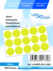 Etichete Autoadezive Buline Colorate Diametru 50 mm Plastic 1000 Bucati Galben 1000 