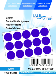 Etichete Autoadezive Buline Colorate Diametru 50 mm Plastic 1000 Bucati Violet Inchis 1000 