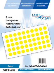 Etichete Autoadezive Buline Colorate Diametru 8 mm Plastic 1000 Bucati Galben 1000 