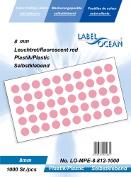 Etichete Autoadezive Buline Colorate Diametru 8 mm Plastic 1000 Bucati Rosu Fluorescent 1000 