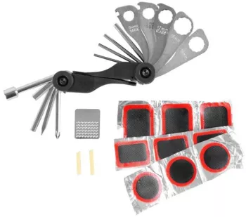 Kit pentru reparatii pana bicicleta Strend Pro cu petice chei 28 piese 