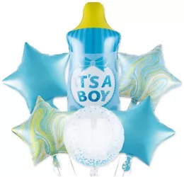 Set 6 baloane biberon albastru Its a boy 