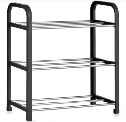 Suport pentru pantofi cu 3 rafturi negru 40x19x42 cm 