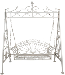 Balansoar gradina fier alb antichizat 173x96x213 cm 