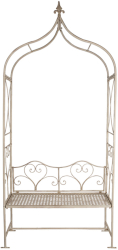 Banca gradina cu pergola flori fier alb 108x41x239 cm
