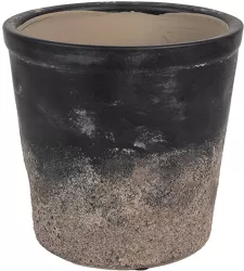 Ghiveci flori ceramica neagra maro 17x16 cm 