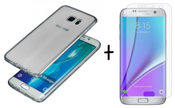 Pachet husa Elegance Luxury slim fumurie pentru Samsung Galaxy S6 Edge cu folie de protectie gratis 