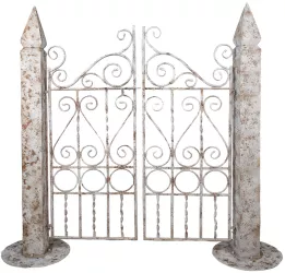 Poarta gradina decorativa fier alb maro 163x40x157 cm 