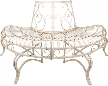 Banca gradina fier alb 139x49x78 cm