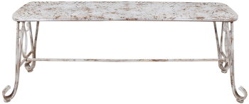 Banca gradina fier alb maro 117x37x42 cm 