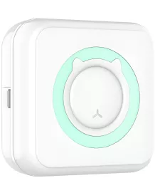Mini Imprimanta Foto Portabila Flippy 5 Role de Hartie Termica 5 Role Autocolante 3 Role Colorate Pixuri Incarcare USB Model Pisica Alb 
