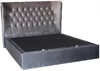 Pat tapitat Sani Relaxico Calypso 160 x 200 cm gri inchis cu somiera metalica rabatabila si spatiu de depozitare 