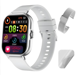 Smartwatch Techbasics SmartSport Apeluri Bluetooth Ecran 2.01 Notificari Monitorizare sanatate Gri 