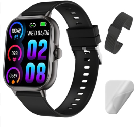 Smartwatch Techbasics SmartSport Apeluri Bluetooth Ecran 2.01 Notificari Monitorizare sanatate Negru 