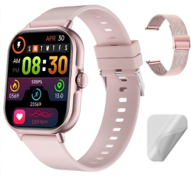 Smartwatch Techbasics SmartSport Apeluri Bluetooth Ecran 2.01 Notificari Monitorizare sanatate Roz 