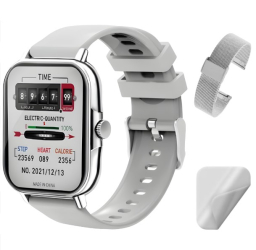 Smartwatch Techbasics SmartWear Apeluri Bluetooth Ecran 1.69 Notificari Monitorizare sanatate Gri 