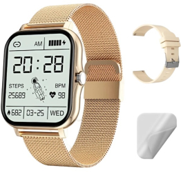 Smartwatch Techbasics Y13 CasualFit Apeluri Bluetooth Ecran 1.69 Notificari Monitorizare sanatate Auriu 