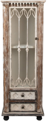 Vitrina lemn bej maro vintage 49x35x135 cm 