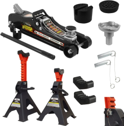 Cric hidraulic 2.5T 80-360mm talie joasa + set 2 suporti auto 3T 2.5T+3T 