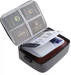 Geanta Flippy pentru Depozitare Acte si Documente Facturi Carduri cu Cod de Securitate 2 Compartimente Impermeabila 37 x 10.5 x 27 cm Gri 