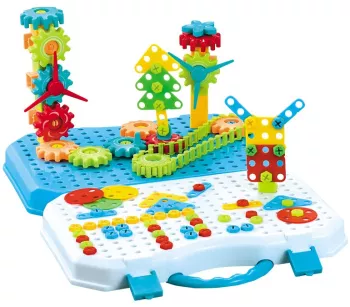 Jucarie Educativa Si Interactiva Flippy Set De Constructie Puzzle Din ABS Cu Bormasina Pentru Dezvoltatea Creativitatii Si A Indemanarii 