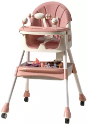 Scaun de Masa pentru Bebelusi si Copii Flippy 2 Tavite cu Jucarii si Husa Detasabile Multifunctional Stabil Centura de Siguranta Spatar 
