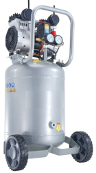 Compresor fara ulei Vertical ultra silentios 63 dB 1500W 50 l 165 l/min 8 Bar 1440 rpm 2 x roti 