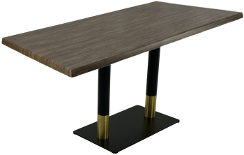 Masa bar terasa dreptunghiulara 140x80xh74cm Raki Dark Seagrass blat werzalit si baza dubla metalica negru/auriu 