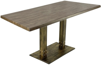 Masa cafenea bar dreptunghiulara 140x80xh74cm Raki Dark Seagrass blat werzalit si baza metalica aspect vintage bronz antichizat 