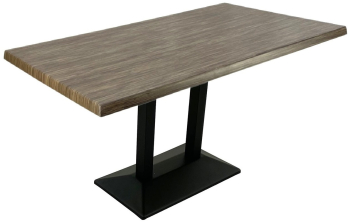 Masa cafenea restaurant terasa140x80xh74cm Raki Dark Seagrass blat werzalit dreptunghiular si baza metalica neagra 
